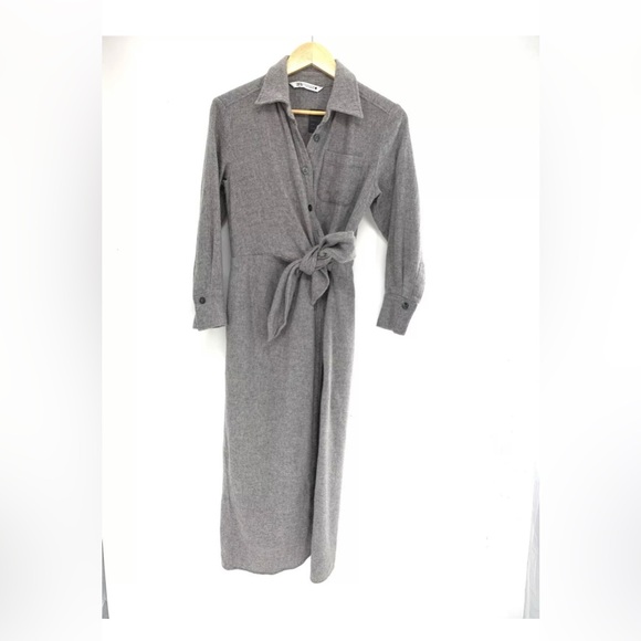 Zara Limited Edition Knotted Dress Gray 8397/528 Size M - Picture 4 of 9
